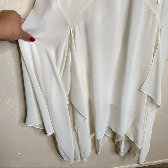 SOLD-VINTAGE XSCAPE BEADED FLORAL APPLIQUÉ FAIRY DRESS WITH SHARKBITE HEM - Picture 6 of 16